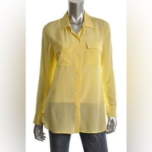 New Victoria’s Secret 100% Silk Yellow Button-Up Blouse by Moda International